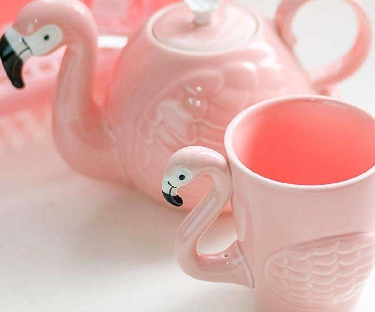 flamingo tea cup