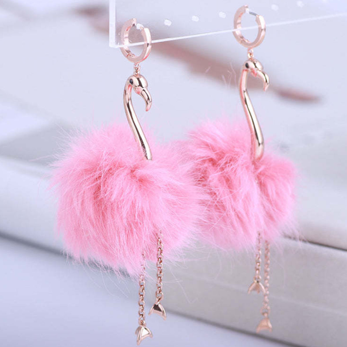 pink flamingo earrings