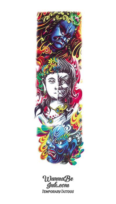 Amazoncom  GS912 Tattoo 82X57 Buddhist demon mask Large Temporary  Tattoos Sticker Painting 3D Designs Body Sexy Fake Tatoo Fashion Waterproof  Removable For Men Women 2  Beauty  Personal Care