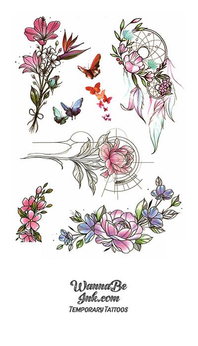 10PCS Flower Body Art Temporary Tattoos Fake Tattoos Stickers for Women  Girls   AliExpress Mobile