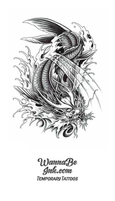 dragon koi fish drawing