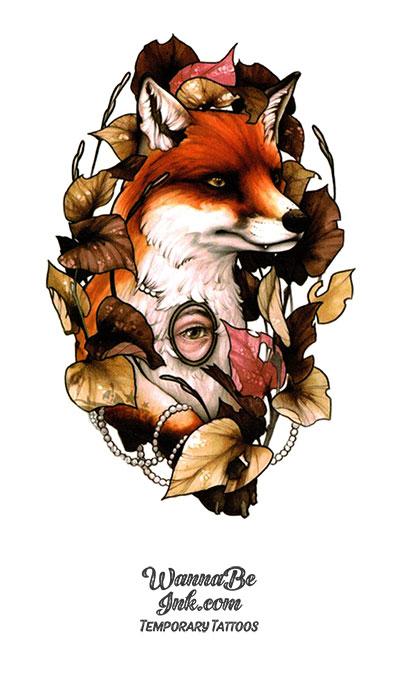 Fox In Fall Leaves Best Temporary Tattoos