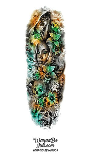 Top 78 feminine skull and flower tattoo super hot  thtantai2