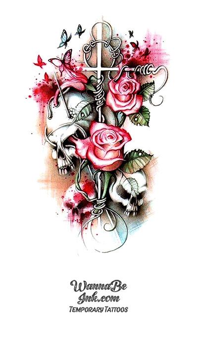 Skull and cross  Tattoo design drawings Skull tattoo design Skull rose  tattoos