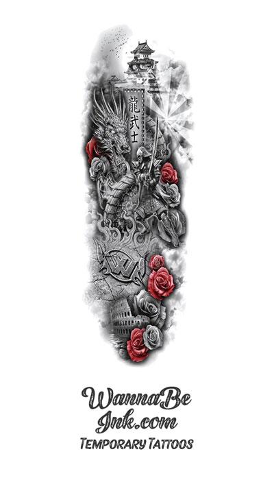 ArtStation  Oni Dragon Samurai tattoo design
