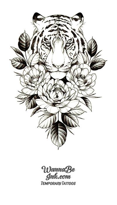 10 Sheets Half Arm Lion Tiger 3d Temporary Flower Tattoos For Women Men  Waterproof Fake Tattoo Stickers  Fruugo IN