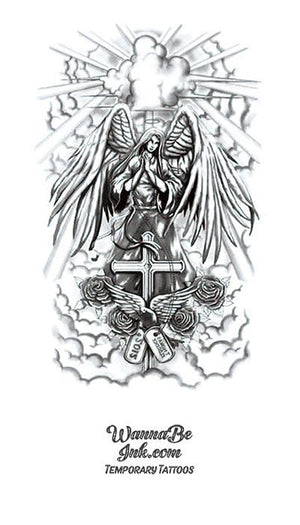 Virgin Mary With Angel Wings Standing Over Cross Best Temporary Tattoos ...