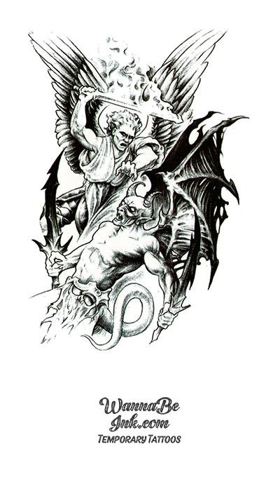 angel vs demon battle tattoo
