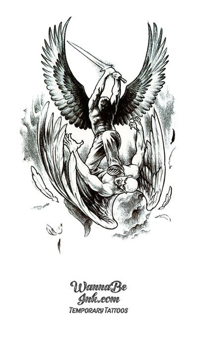 Archangel Slaying Demon Temporary Tattoo  EasyTatt