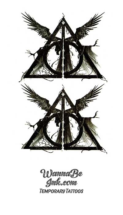 Wings on The Deathly Hallows Best Temporary Tattoos| WannaBeInk.com