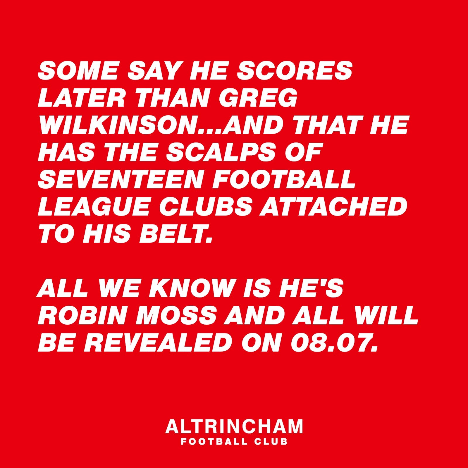 Robin Moss Altrincham Football Club New