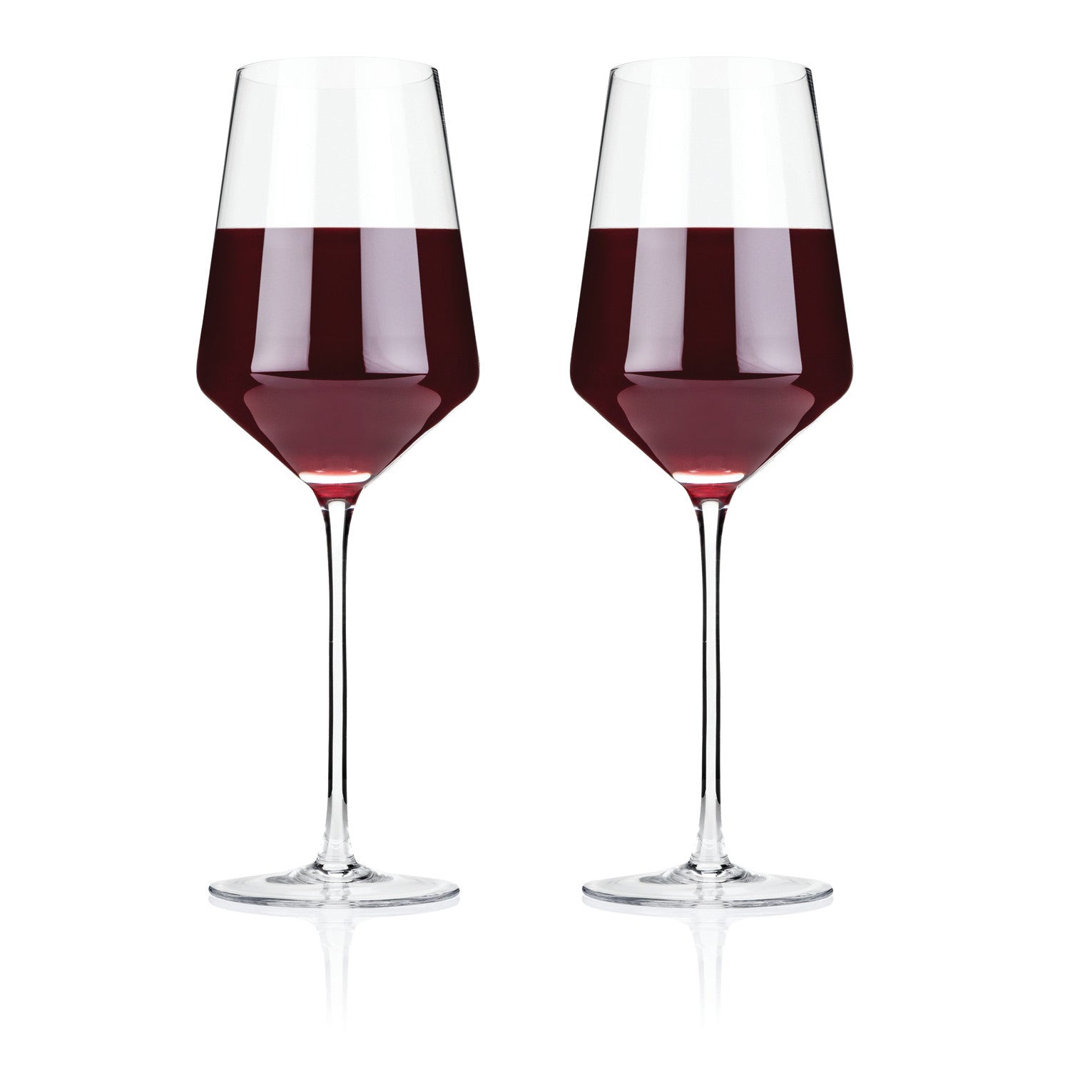 Viski Raye Angled Crystal Bordeaux Wine Glasses Set Of 2 Premium Crystal Clear Glass Modern