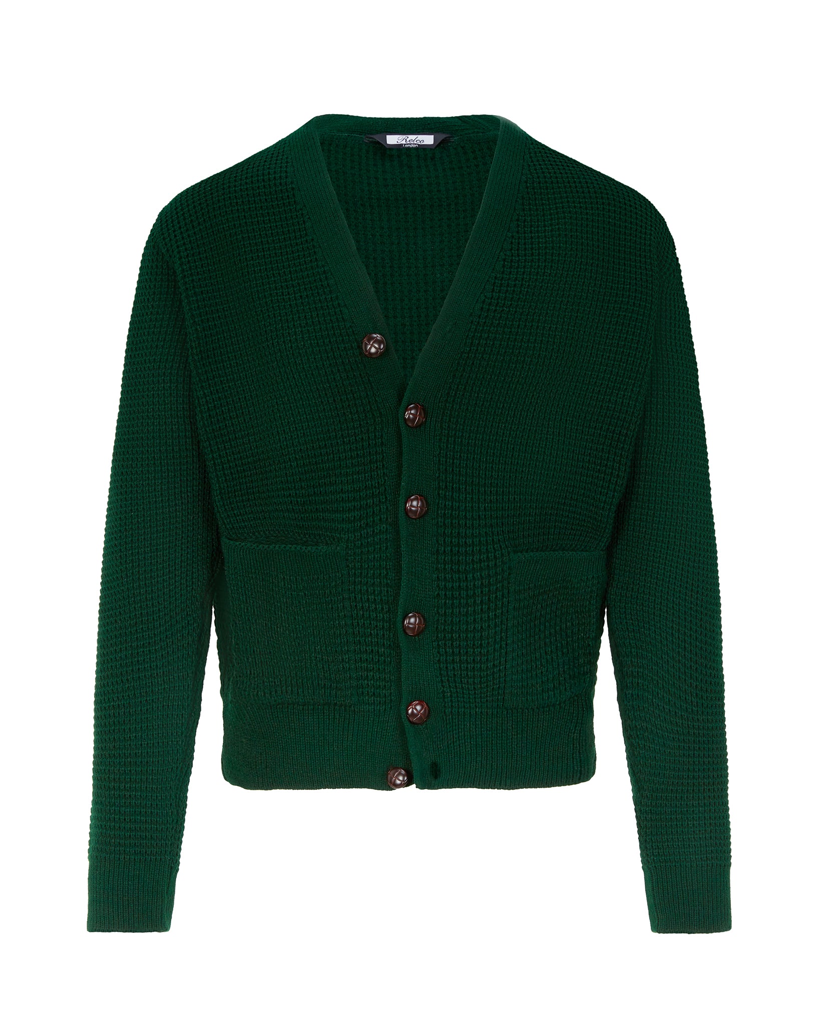 RELCO WAFFLE CARDIGAN BOTTLE GREEN – Oi Oi The Shop