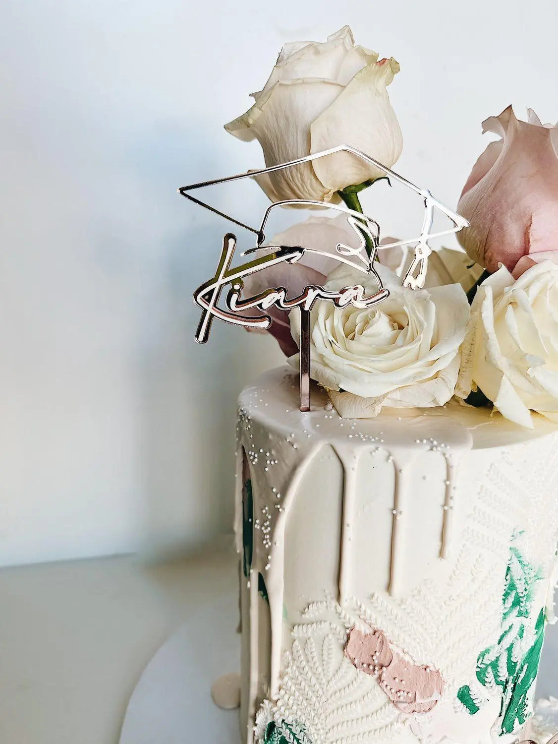 Graduation Cap with Custom Name Cake Topper