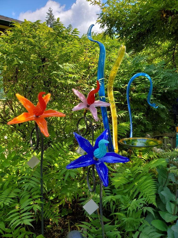 blown glass yard art