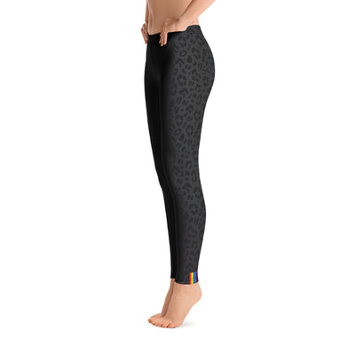 Lesbian Pride Flash Black Leopard Print Leggings