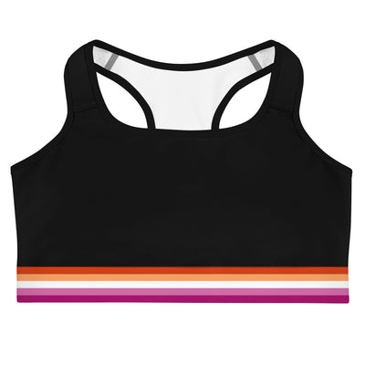 Rainbow Striped Sports Bra, Colorful Gay Friendly Women's Workout