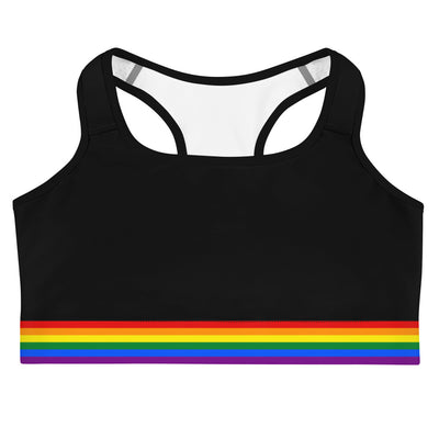 Rainbow Striped Sports Bra, Colorful Gay Friendly Women's Workout