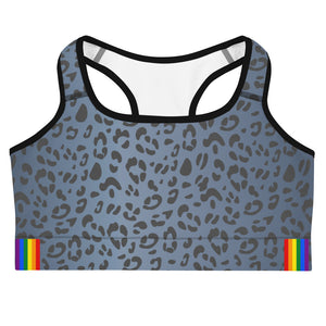 Gay Pride Rainbow Sports Bra, Horizontal Stripe Women's Padded Bra-Made in  USA/EU