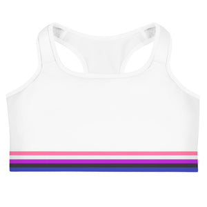 Gay Pride Rainbow Sports Bra, Horizontal Stripe Women's Padded Bra-Made in  USA/EU