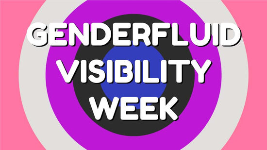 A series of circles like a target in the colours of the Gender-Fluid Pride Flag, with the words Gender-Fluid Visibility Week written in the centre
