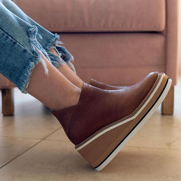 solid color wedge ankle boots