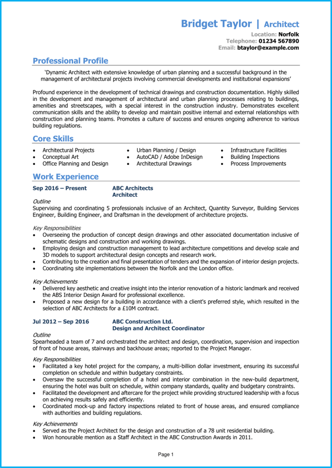 Architect Cv Example Writing Guide Get Noticed By Employers