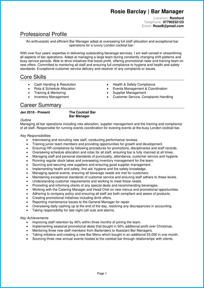 bar personal statement cv