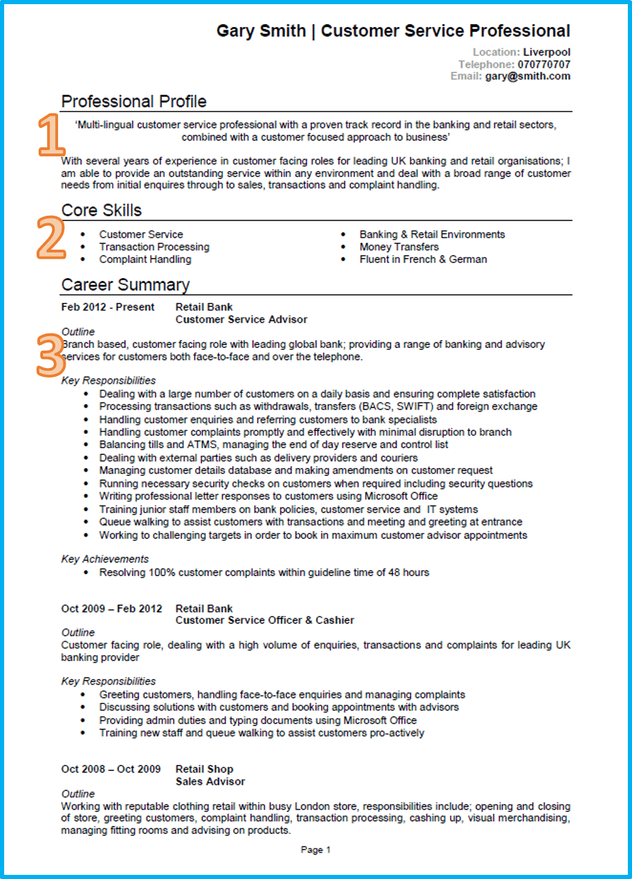 Example of a good CV