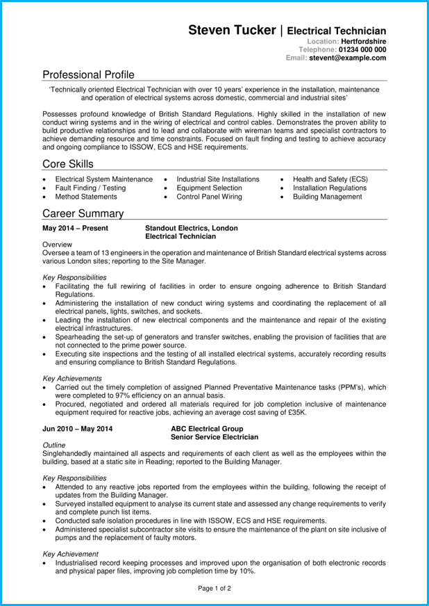 Electrician CV example + writing guide [get noticed]