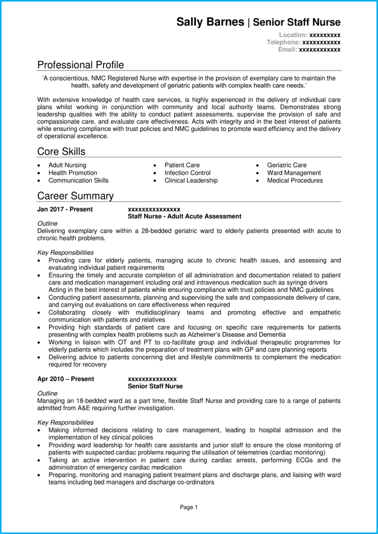 cv personal statement nursing