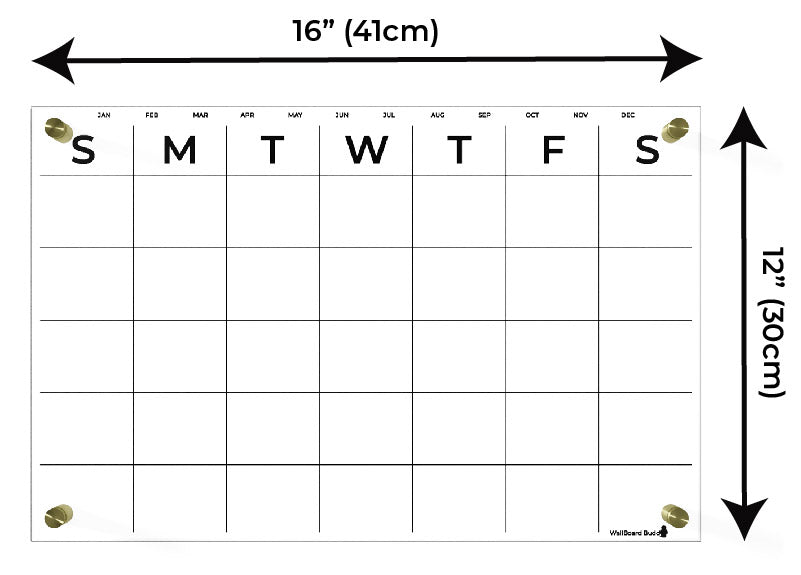 Acrylic Dry Erase Calendar for Wall 58cm x 40cm Clear Acrylic Wall