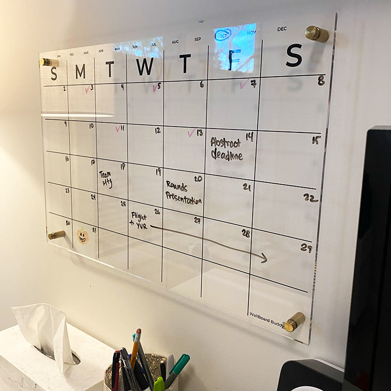 Acrylic Calendar Dry Erase Weekly & Monthly Wall Board 1 Board