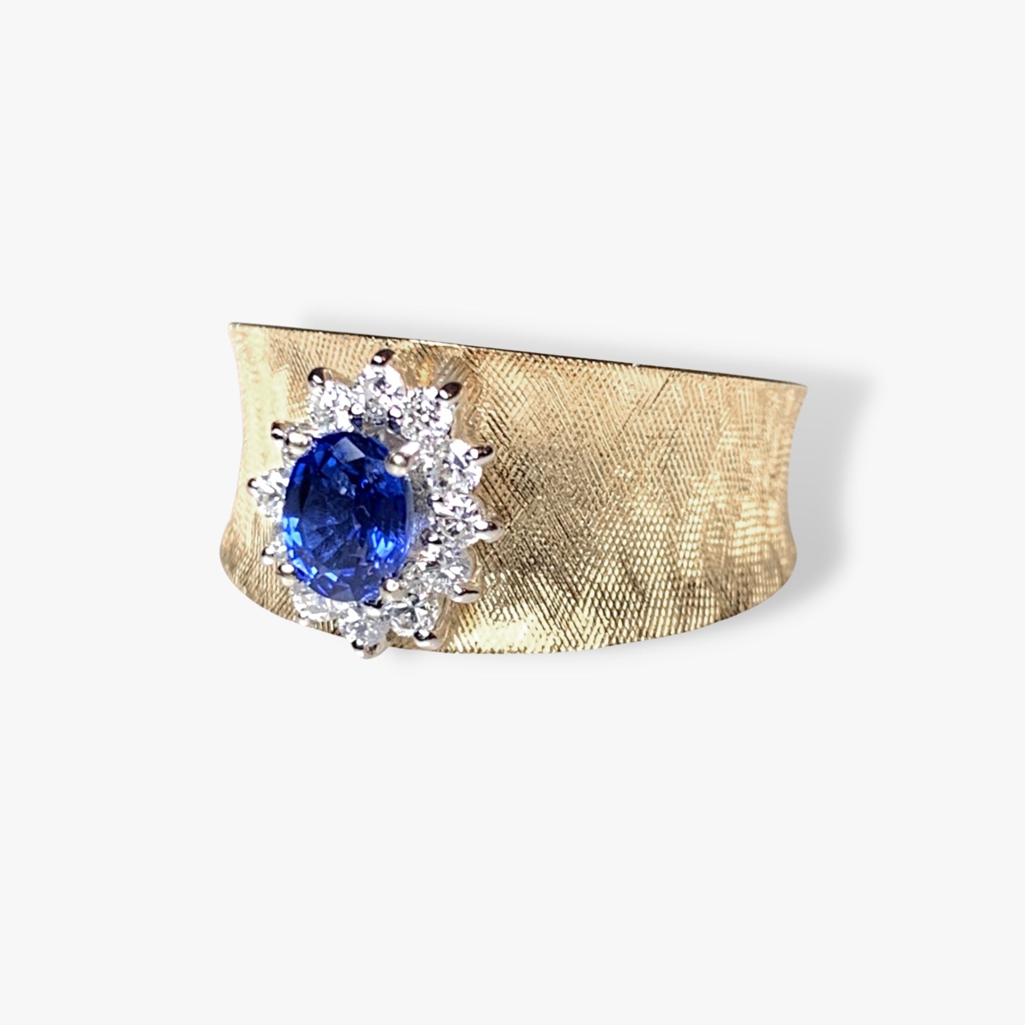 14k White Gold Blue Sapphire and Diamond Flower Ring | Sheena Stone