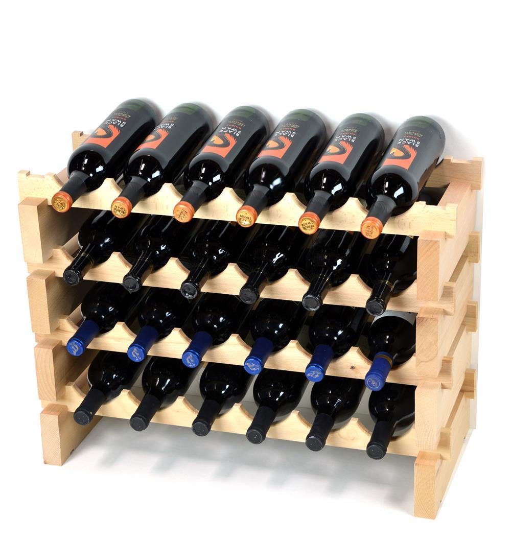 6X Bottles Beech Hardwood Modular Wine Rack Stackable (6 Bottles