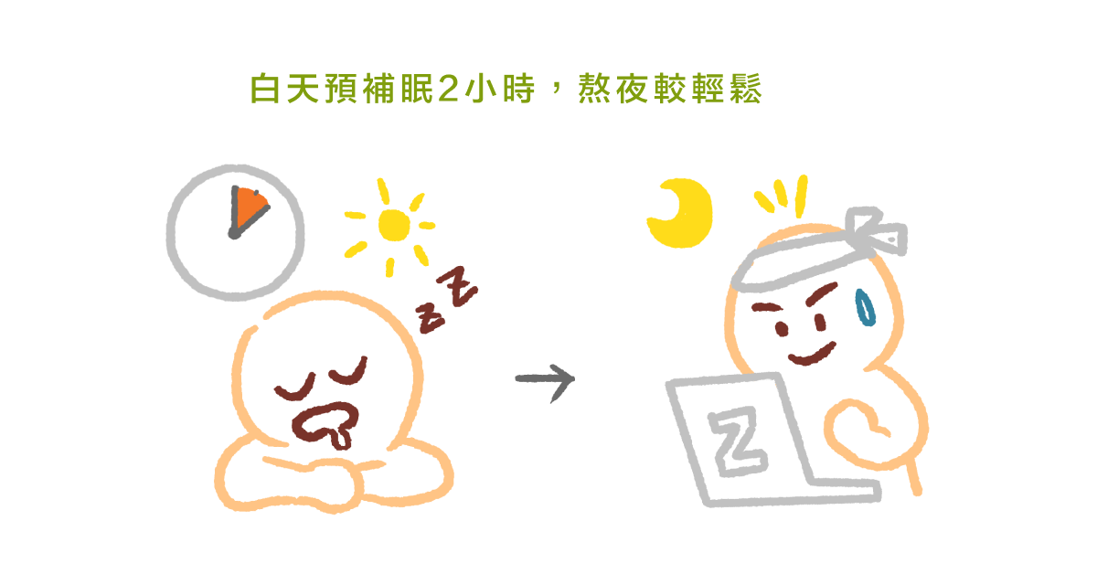 白天預補眠2小時，熬夜較輕鬆