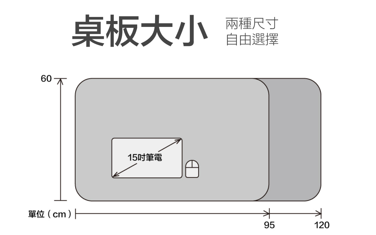 Standly X Bestmade 聯名電動升降桌。單馬達_桌板尺寸