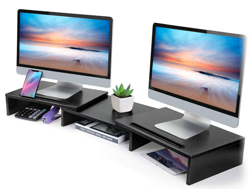 Ermutek 桌上型多功能雙螢幕架 黑色