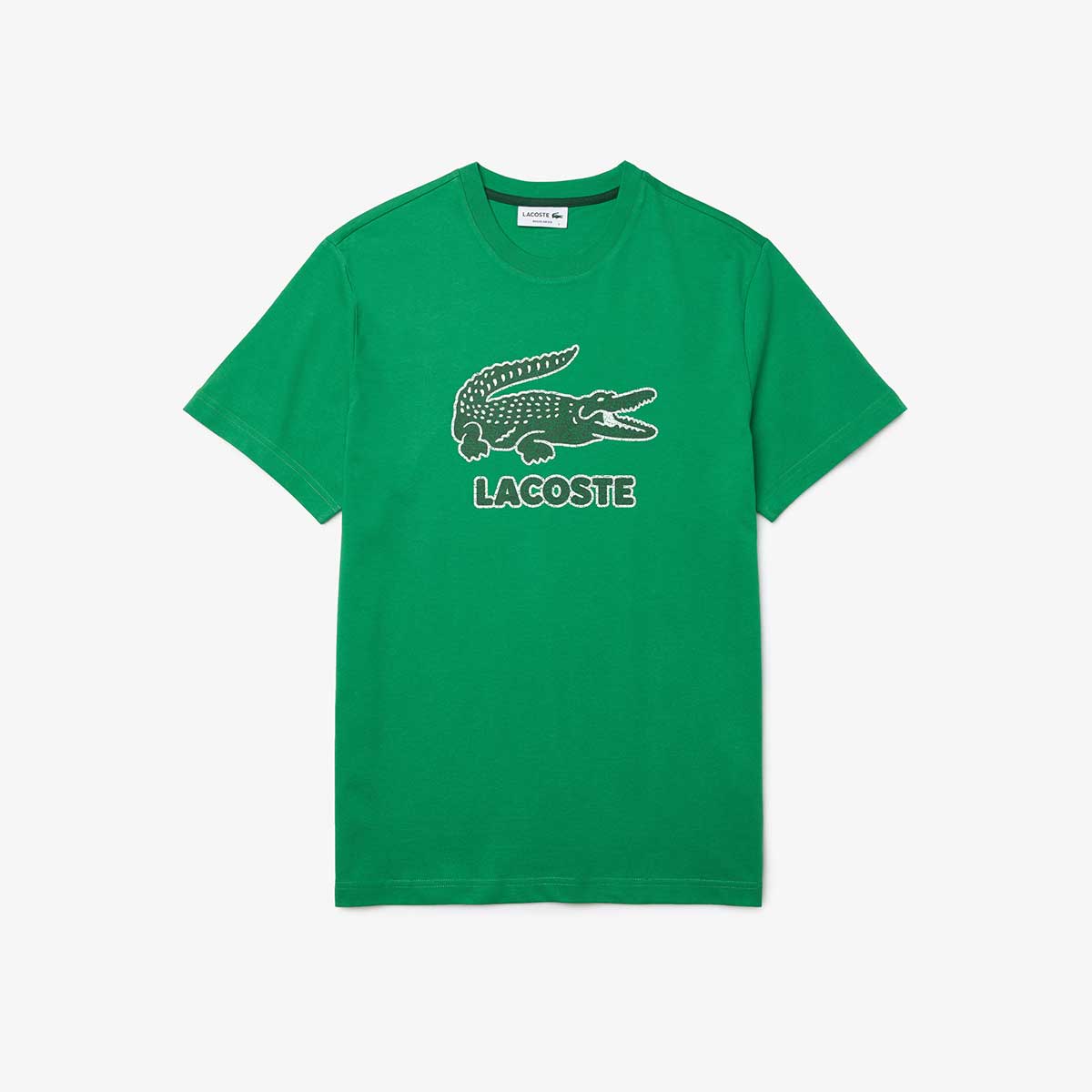 Lacoste Men’s Crew Neck Crackled Logo Print Cotton T-shirt – Levisons