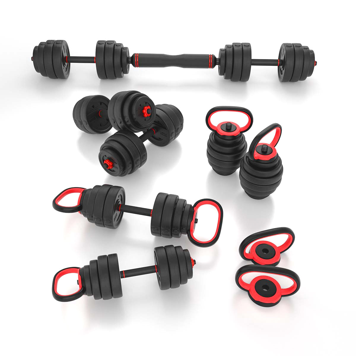 Set gantera HMS SGX140 6 in 1 cu doua Kettlebells