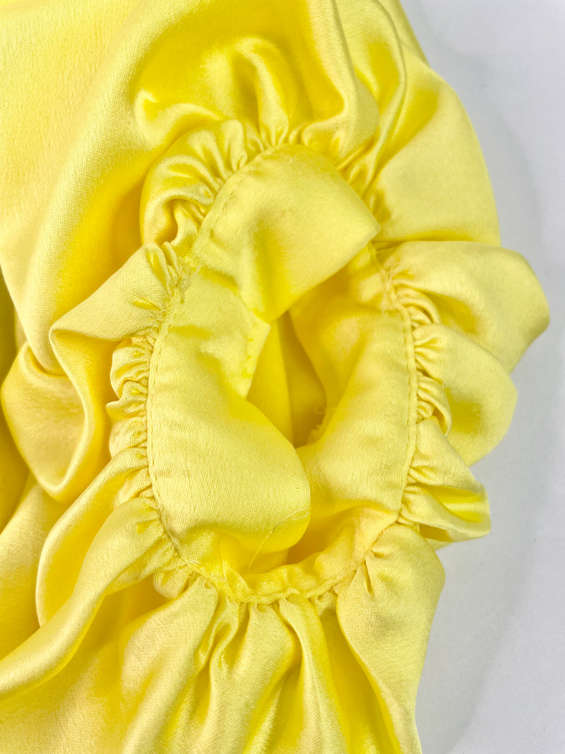 Carla Zampatti Citrus Yellow Satin Waterfall Dress - AU12