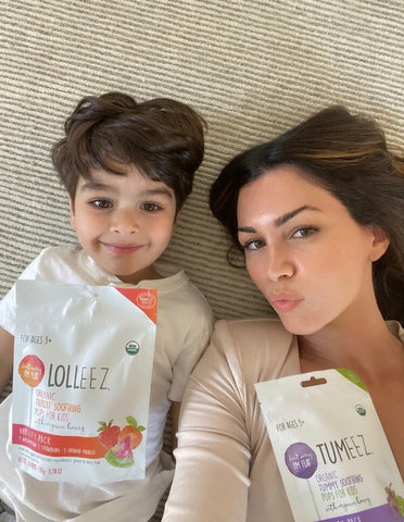 El Abad and Son with Lolleez Organic Throat Soothing Pops by Momeez Choice and Tumeez Organic Tummy Soothing Pops by Momeez Choice