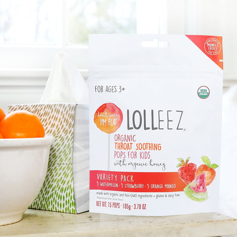 Lolleez Organic Throat Soothing Pops Kids Seasonal Allergies Sore Throat Post Nasal Drip Remedy Relief