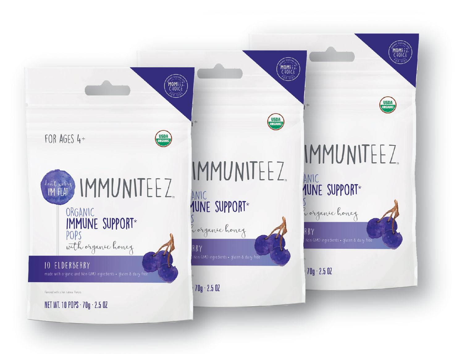 Immuniteez Organic Immune Support* Pops, Elderberry, 3-Pack