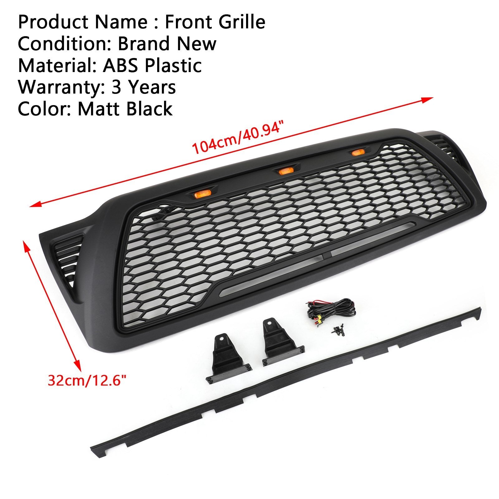 2005-2011 Toyota Tacoma Front Grille With LED lights Bumper Hood Mesh Grill Generic