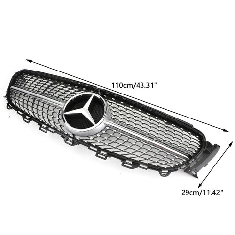 2016-2019 Mercedes Benz W213 E300 E400 Diamond Silver Border Front Grille Grill Generic