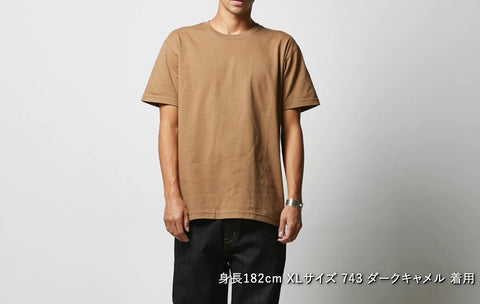 4252-01 半袖Tシャツ ダークキャメル 着用イメージ