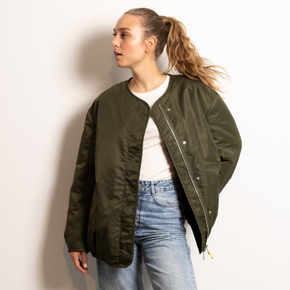 Reversible Bomber Jacket - olive/leo navy-olive - VIVI MARI product image