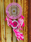 Gulabo - Lacey Pink Dream Catcher with Beads and Feathers