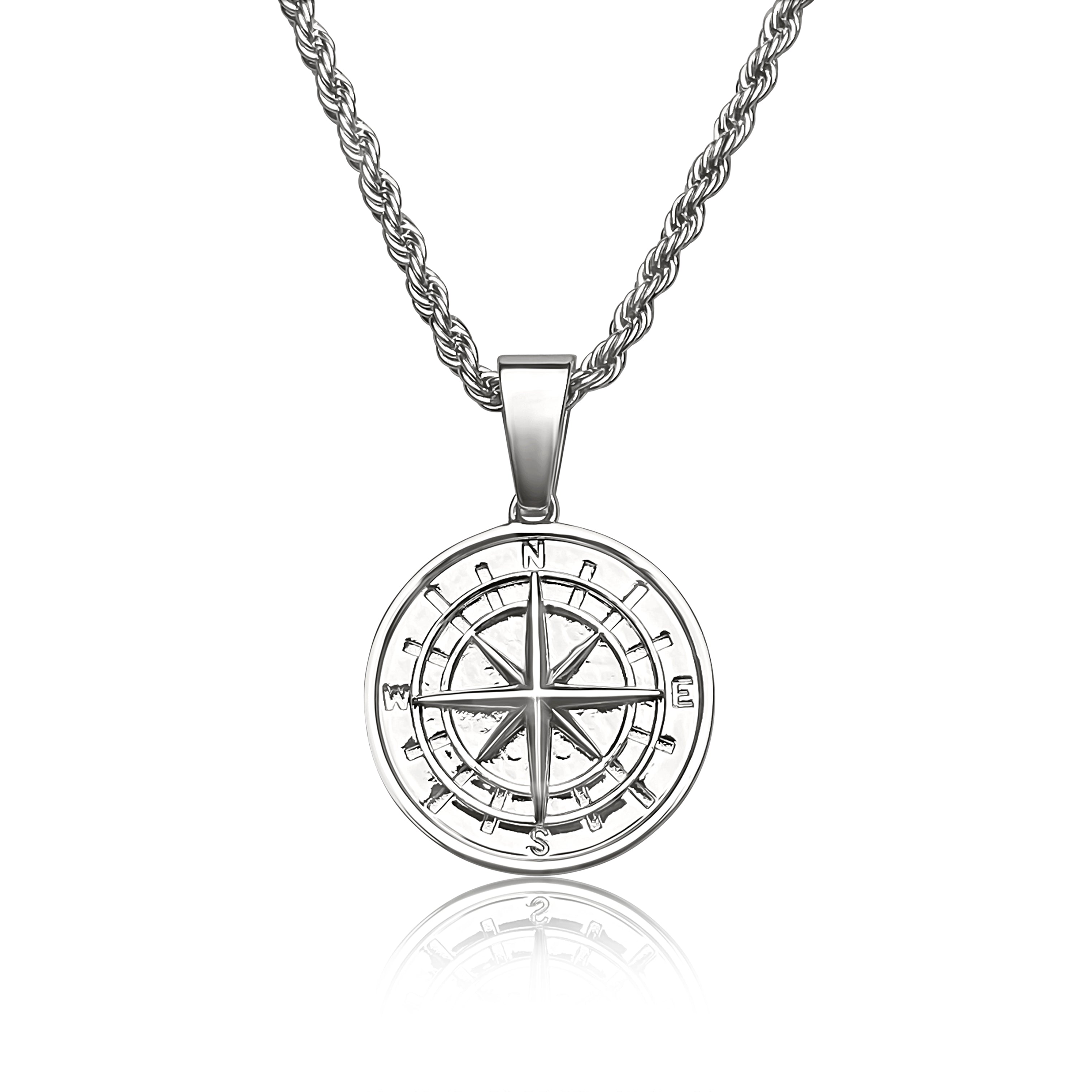 Compass Pendant - White Gold - Tericci product image